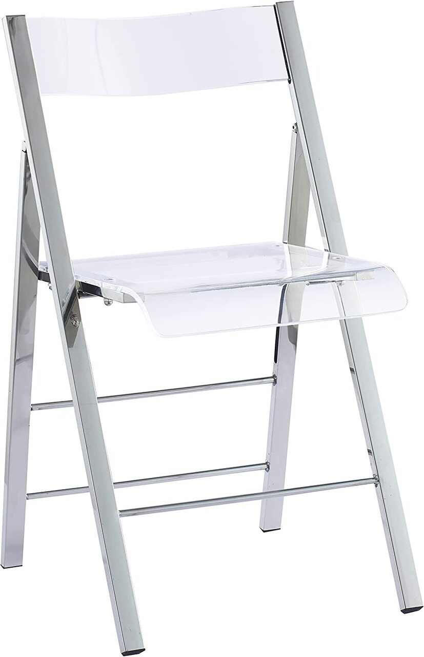 ISL Furnishings- Kasper Flex Luxury Modern Folding Chairs Acrylic Silver 1 Pk